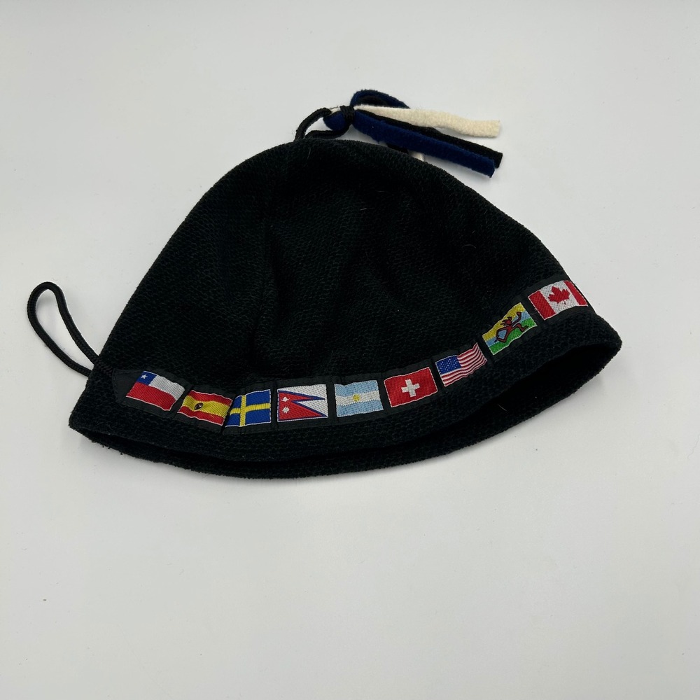 Shred Alert Beanie Unisex OS Black Polartec Fleece International Flags Tassel